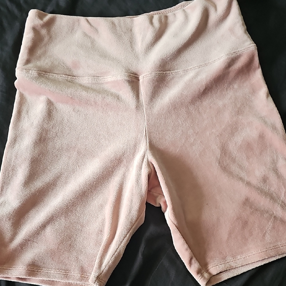Colsie Pale Pink High-Waist Velour Bike Shorts